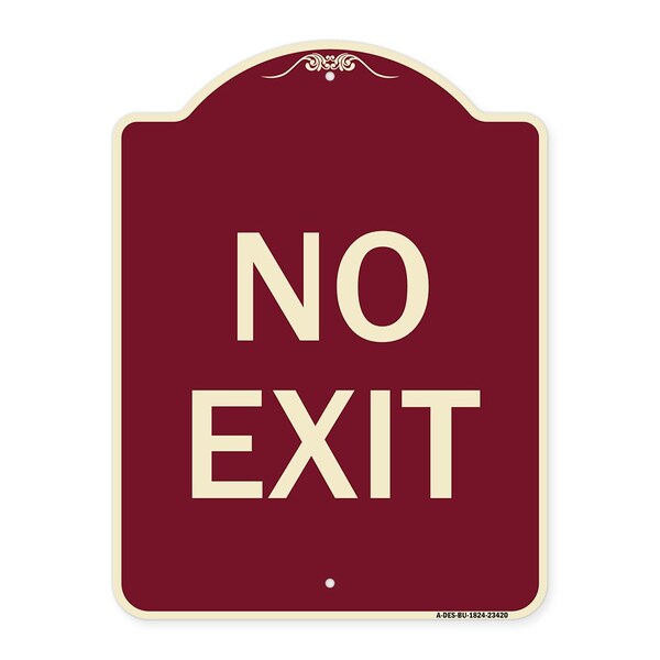 Designer Series Parking Lot No Exit, Burgundy Heavy-Gauge Aluminum Sign, 18" L, 24" H, BU-1824-23420